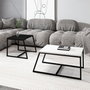 Hanah Home Juego de Mesas de Café Blanco y Negro